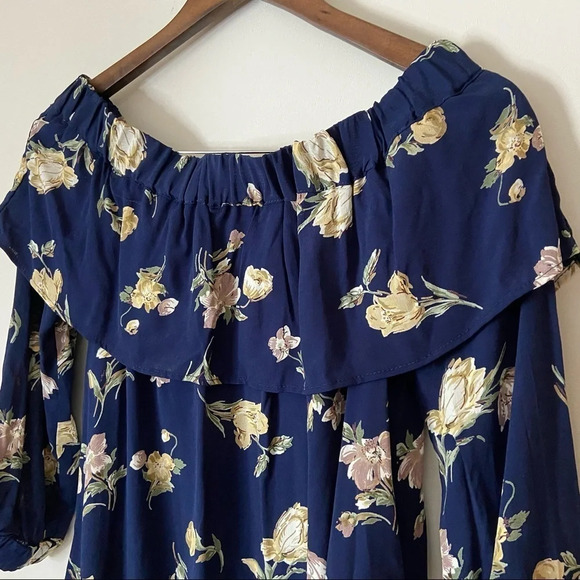 LIKE NEW Louie Mini Dress Off Shoulder Deep Blue Size XS Long - Picture 5 of 13